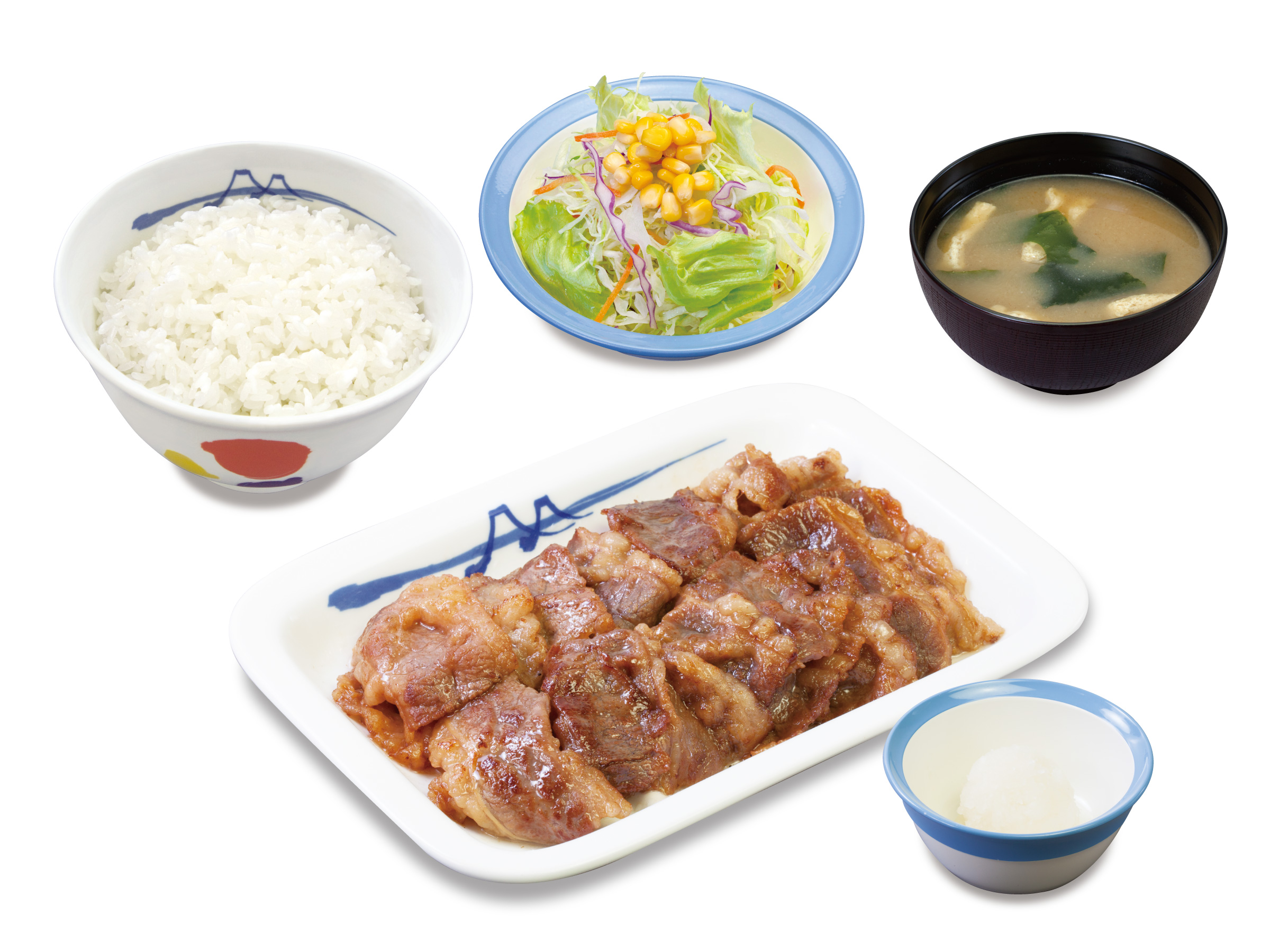 カルビ焼肉定食（ライス・みそ汁・生野菜付） （お肉 1.3 倍増量） 660 円